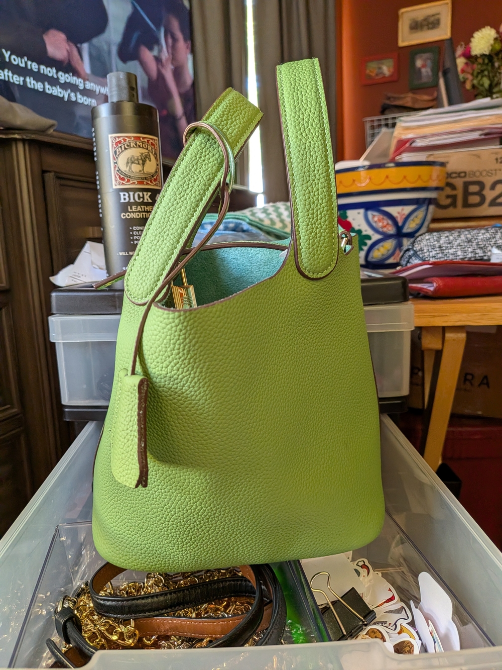 Women's Green Pebbled Leather Satchel - Unbranded